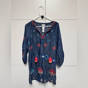 Tommy Bahama Women’s Embroidered Tunic Swim Coverup. Size XXS.
